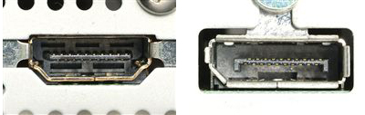 HDMIとDisplayPortのコネクタ
