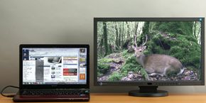 VAIO Cに、EIZOの23型ワイド液晶ディスプレイ「FlexScan EV2334W-T」を接続した例