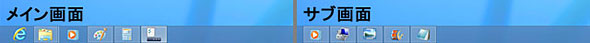 「開かれているウィンドウのタスクバー」を選ぶと、各画面で使っている機能のアイコンを個別に表示する