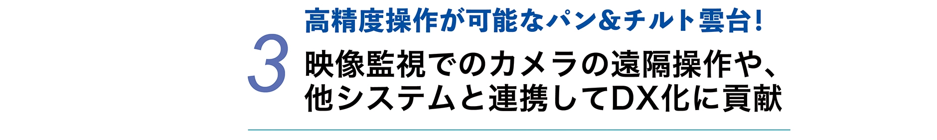 3 高精度操作が可能な パン&チルト雲台！