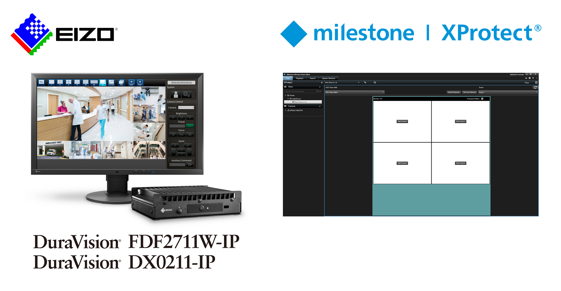 DuraVision FDF2711W-IP、DX0211-IPとMilestone