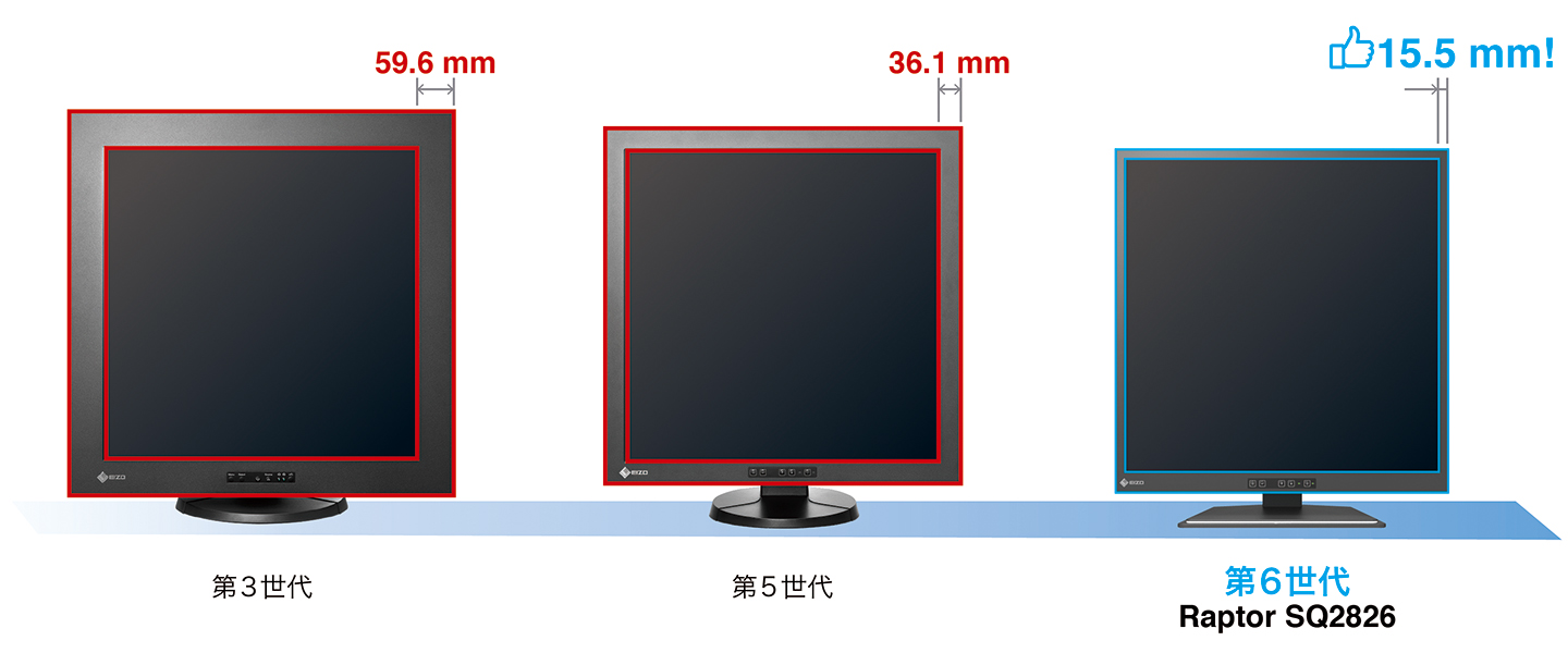 ベゼル幅15.5mm、洗練されたコンパクトなデザイン