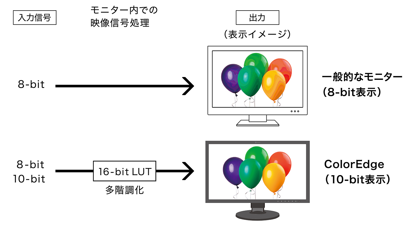 10-bit表示による高精度で豊かな色再現