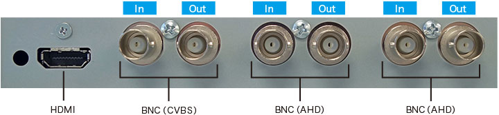 4系統入力・3系統出力端子を搭載し、さまざまな監視機器に接続できる