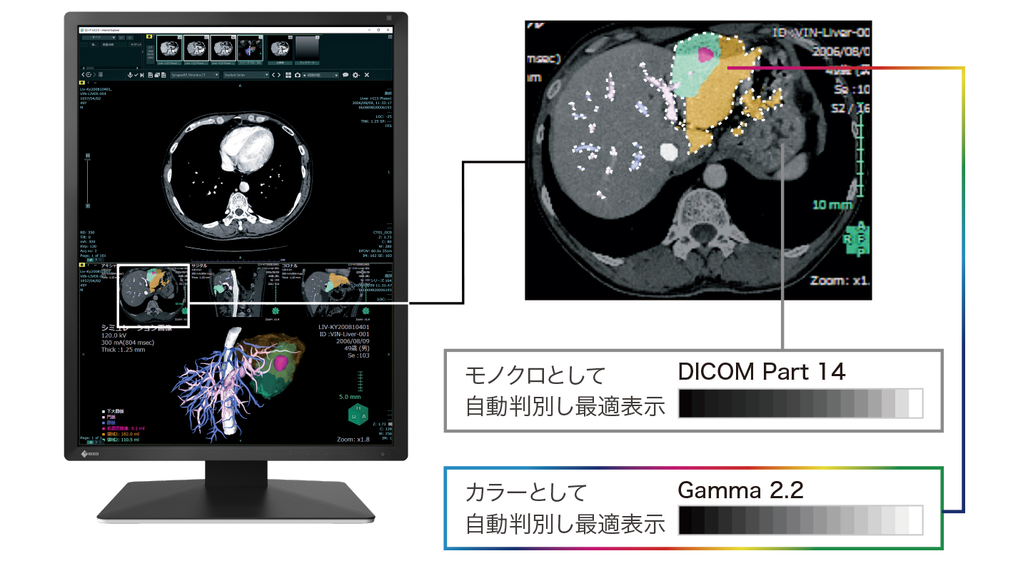 モノクロとカラーをハイブリッド表示