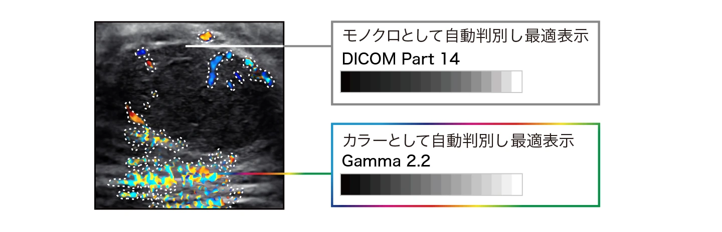 モノクロとカラーをハイブリッド表示