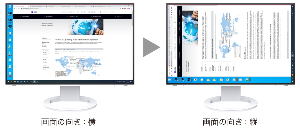 モニターを縦表示で使用するための設定方法 | EIZO株式会社